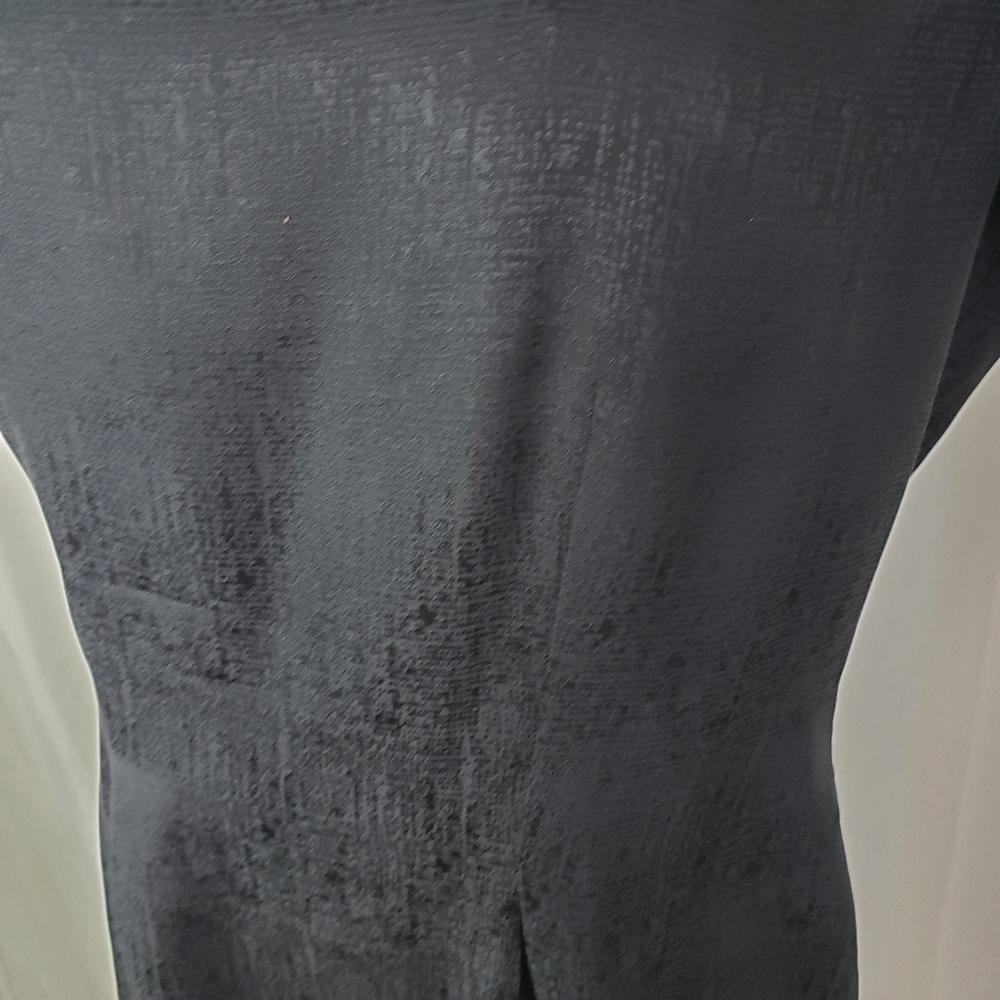 Adrianna Papell black silk dress low square neck textured sheen size 10 - Picture 3 of 9